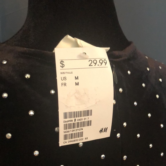 H&M black soft studded dress size medium - Picture 10 of 11